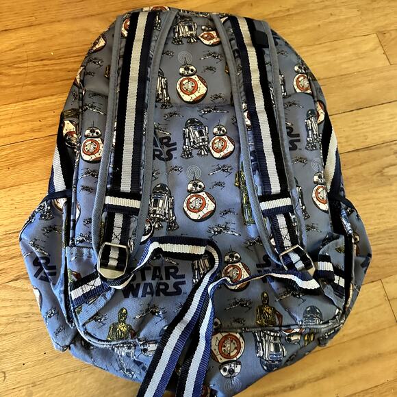 Pottery Barn Kids Star Wars Backpack Blue Droids Large Bag BB8 R2-D2 C3P0 School - Picture 6 of 10